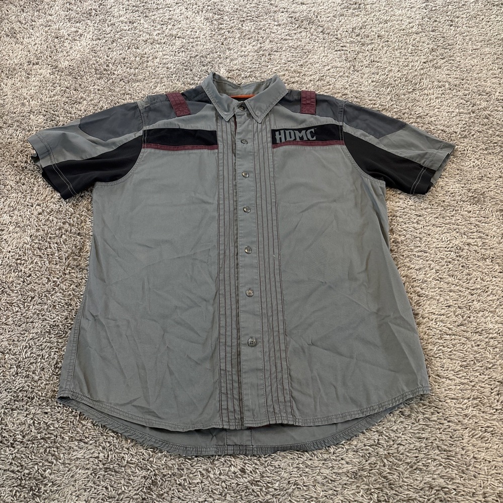 Harley-Davidson Men's Button Down Air Weave Short Sleeve Mechanic Shop‎ Shirt L